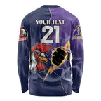 NRL Storm-Rooster Mascot Custom Long Sleeve Shirt Cracked Metal Style