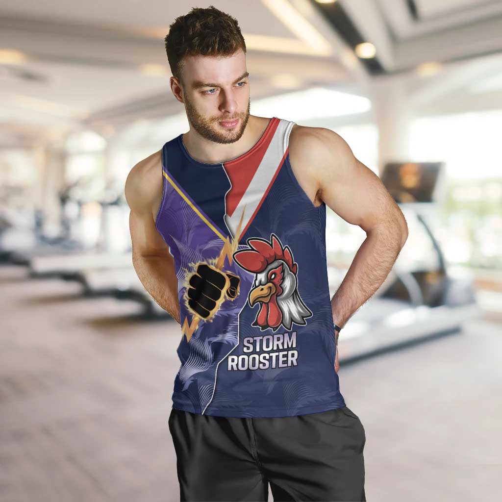 NRL Storm-Rooster Mascot Custom Men Tank Top Cracked Metal Style
