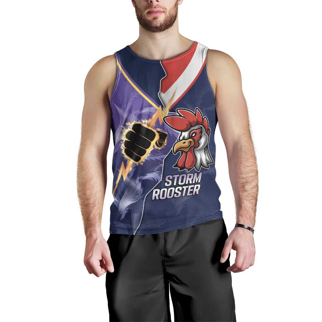 NRL Storm-Rooster Mascot Custom Men Tank Top Cracked Metal Style