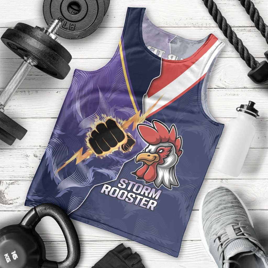 NRL Storm-Rooster Mascot Custom Men Tank Top Cracked Metal Style