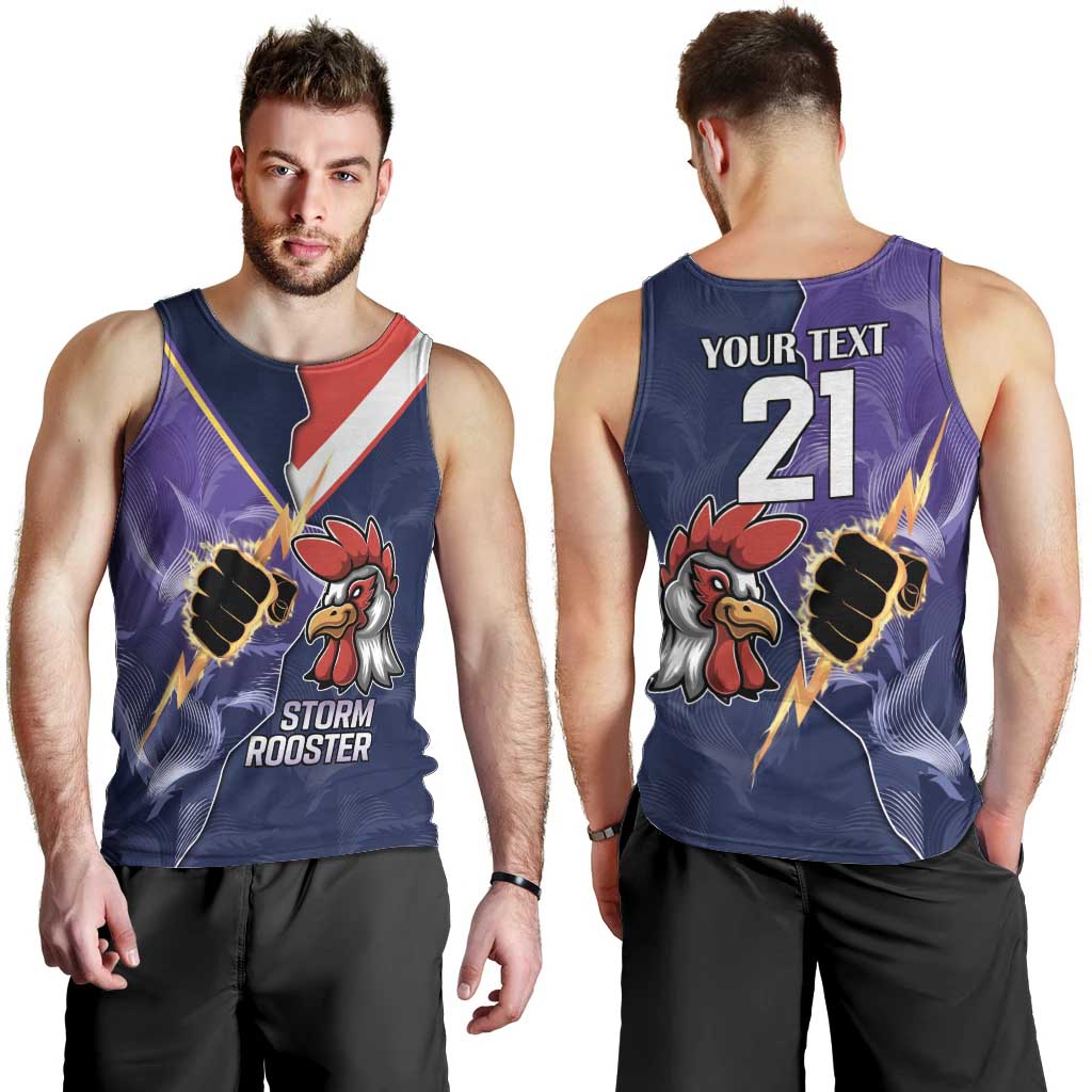 NRL Storm-Rooster Mascot Custom Men Tank Top Cracked Metal Style