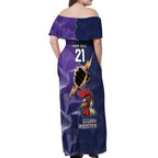 NRL Storm-Rooster Mascot Custom Off Shoulder Maxi Dress Cracked Metal Style