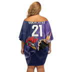 NRL Storm-Rooster Mascot Custom Off Shoulder Short Dress Cracked Metal Style
