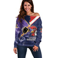 NRL Storm-Rooster Mascot Custom Off Shoulder Sweater Cracked Metal Style
