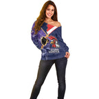 NRL Storm-Rooster Mascot Custom Off Shoulder Sweater Cracked Metal Style