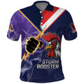 NRL Storm-Rooster Mascot Custom Polo Shirt Cracked Metal Style