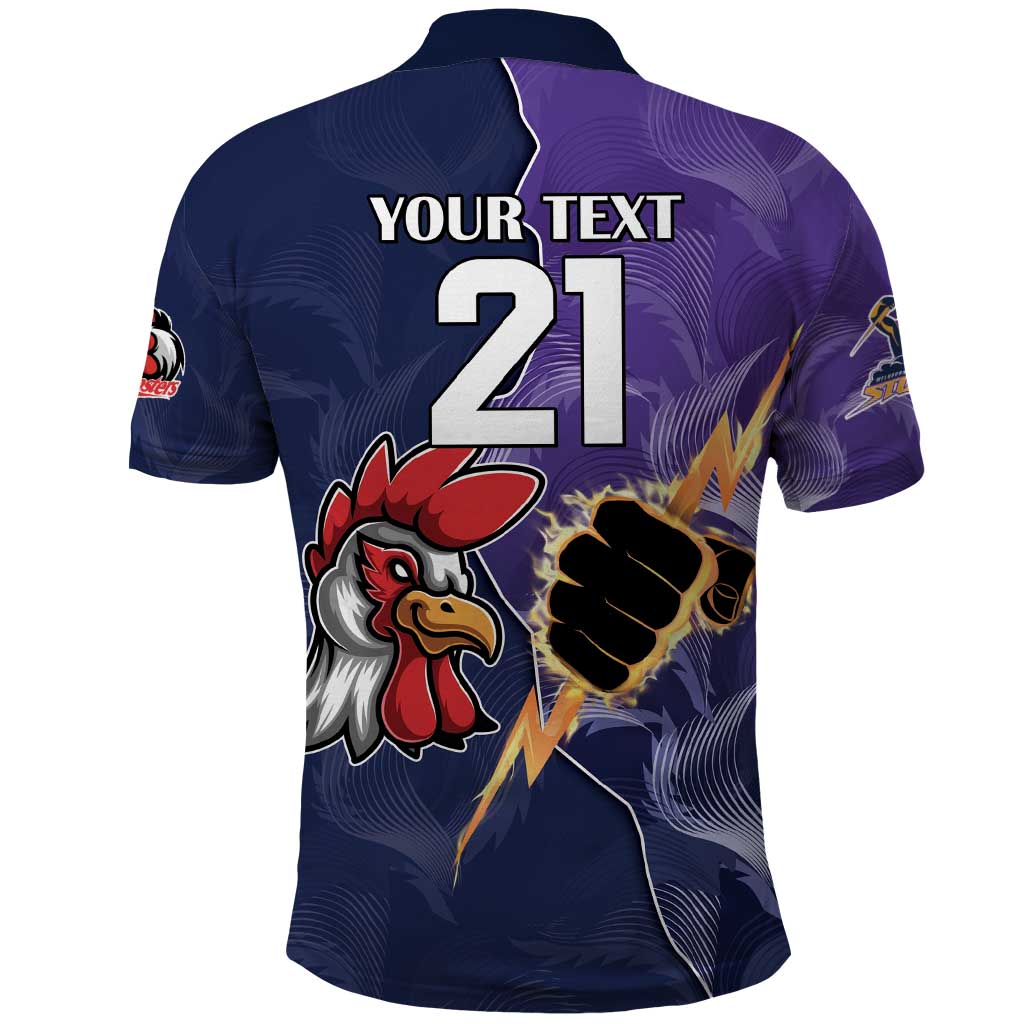 NRL Storm-Rooster Mascot Custom Polo Shirt Cracked Metal Style