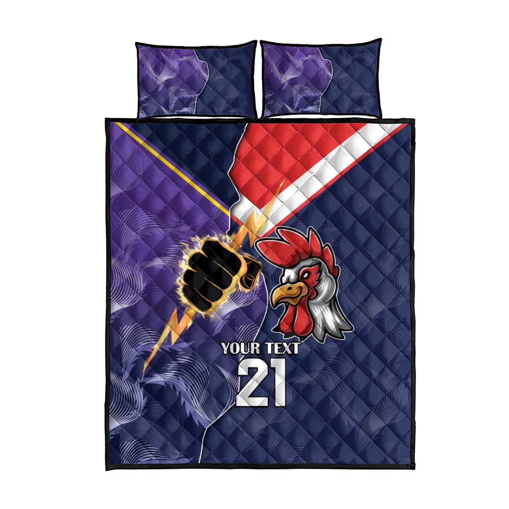 NRL Storm-Rooster Mascot Custom Quilt Bed Set Cracked Metal Style