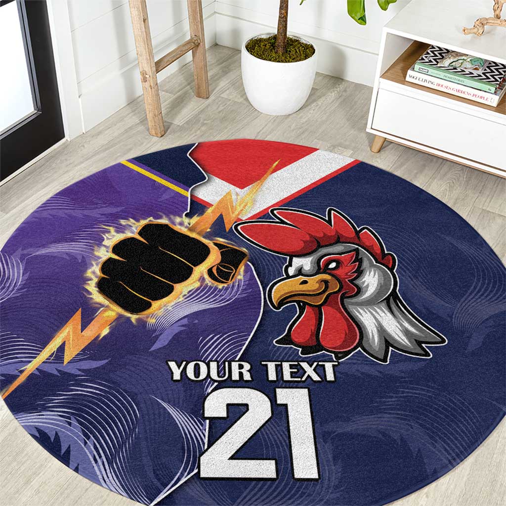NRL Storm-Rooster Mascot Custom Round Carpet Cracked Metal Style