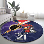 NRL Storm-Rooster Mascot Custom Round Carpet Cracked Metal Style