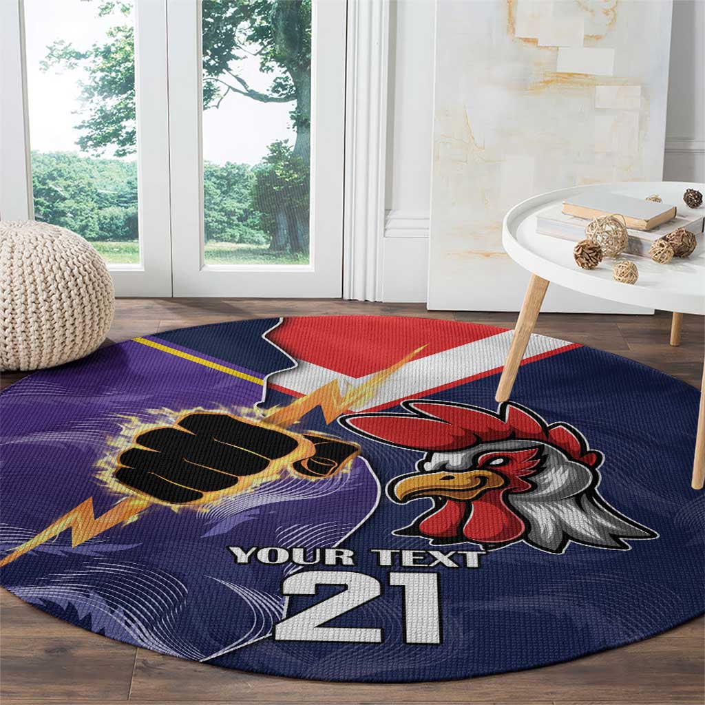 NRL Storm-Rooster Mascot Custom Round Carpet Cracked Metal Style