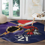 NRL Storm-Rooster Mascot Custom Round Carpet Cracked Metal Style