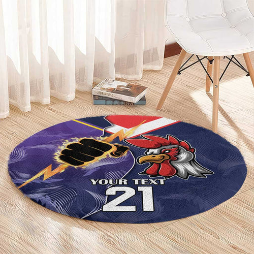 NRL Storm-Rooster Mascot Custom Round Carpet Cracked Metal Style