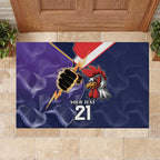 NRL Storm-Rooster Mascot Custom Rubber Doormat Cracked Metal Style
