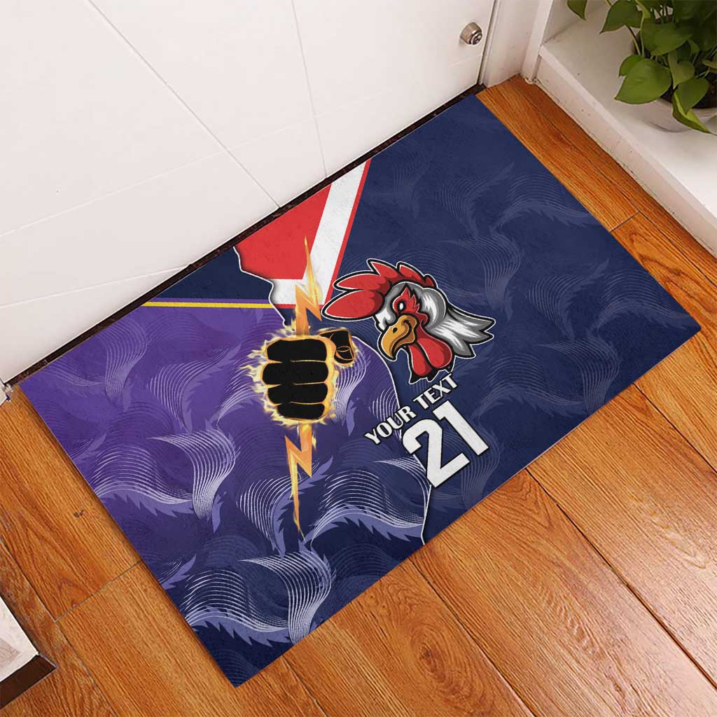 NRL Storm-Rooster Mascot Custom Rubber Doormat Cracked Metal Style