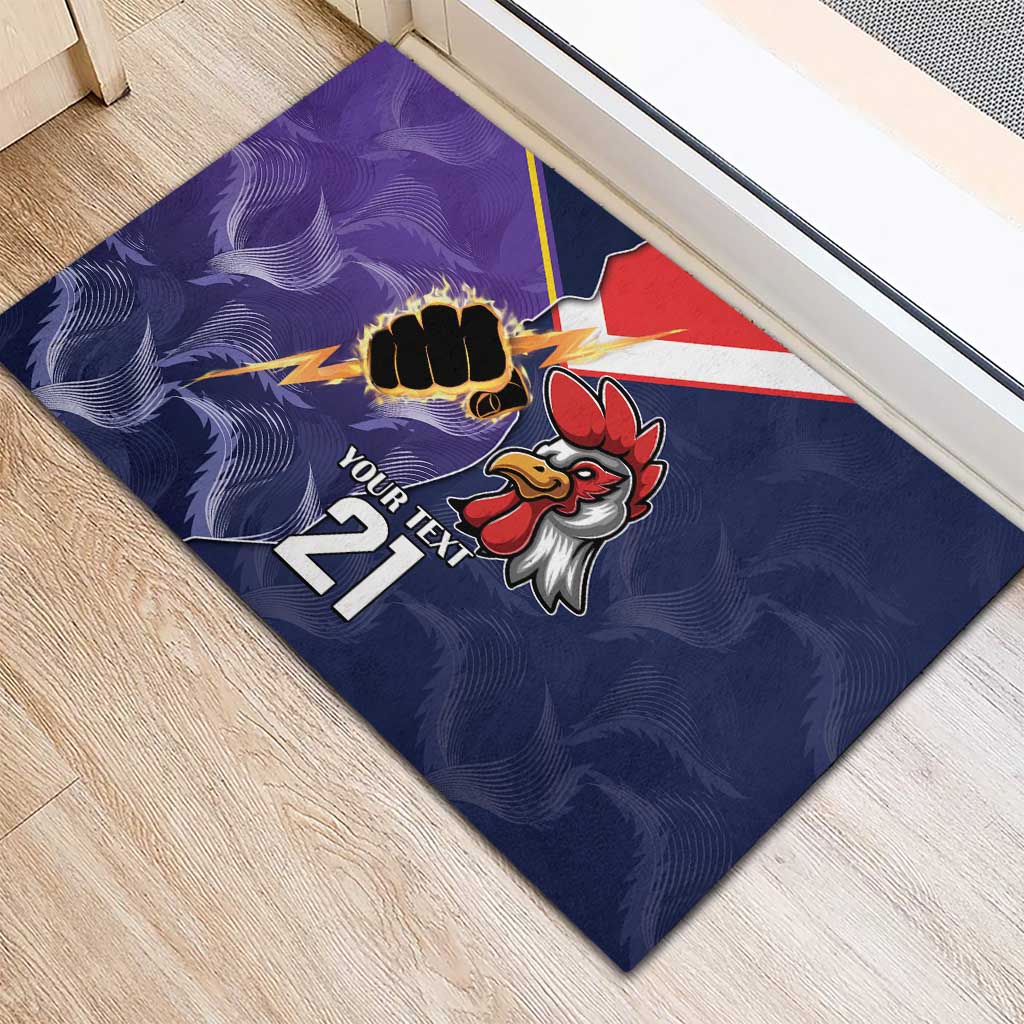 NRL Storm-Rooster Mascot Custom Rubber Doormat Cracked Metal Style