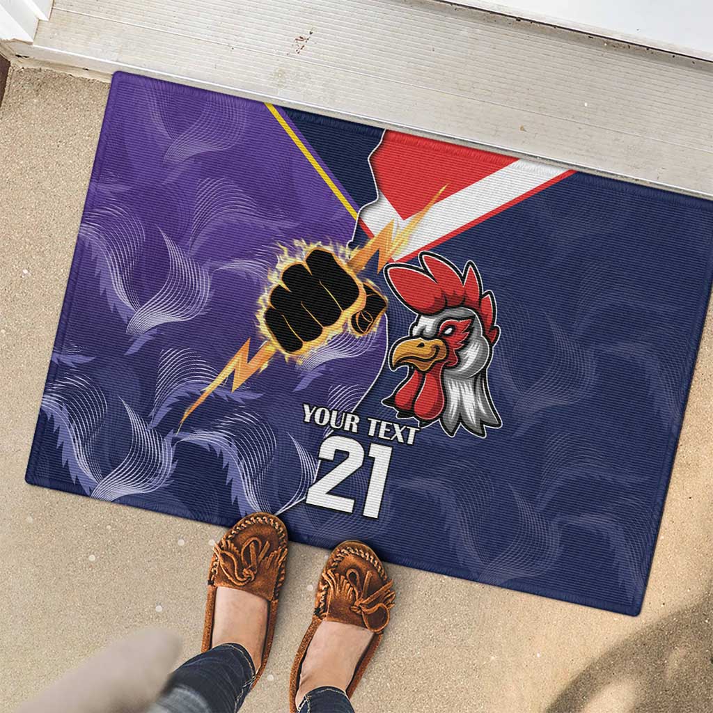 NRL Storm-Rooster Mascot Custom Rubber Doormat Cracked Metal Style