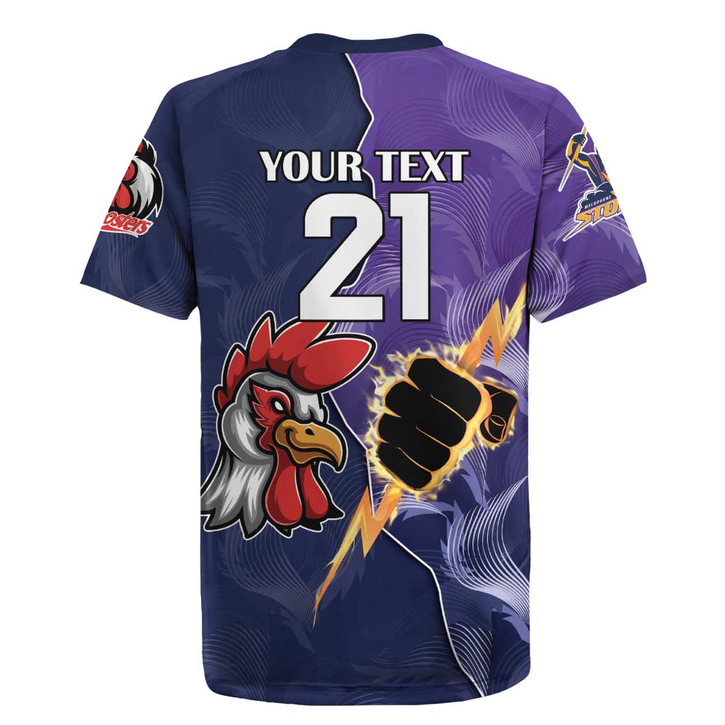 NRL Storm-Rooster Mascot Custom Rugby Jersey Cracked Metal Style