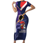 NRL Storm-Rooster Mascot Custom Short Sleeve Bodycon Dress Cracked Metal Style