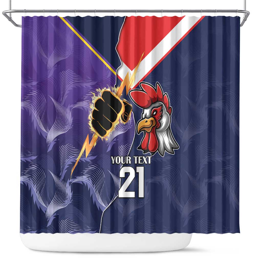 NRL Storm-Rooster Mascot Custom Shower Curtain Cracked Metal Style