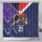 NRL Storm-Rooster Mascot Custom Shower Curtain Cracked Metal Style