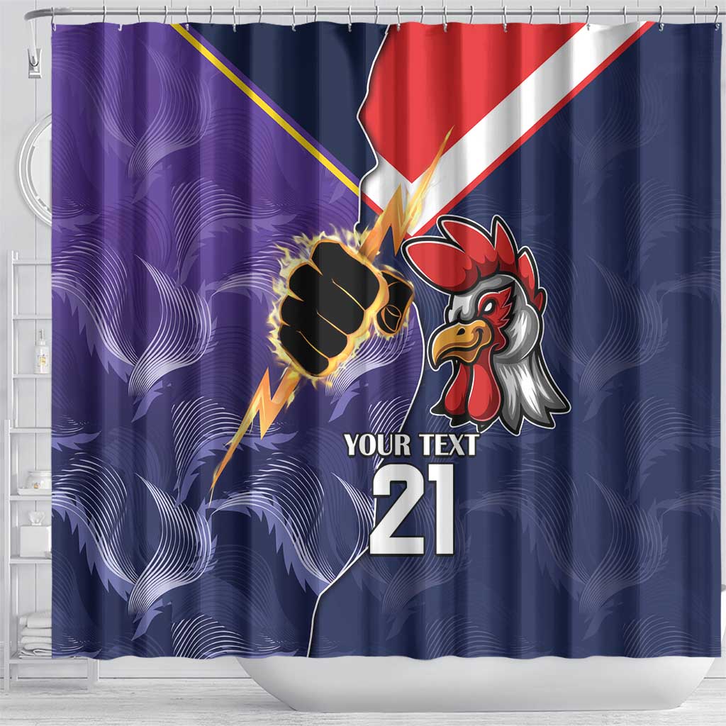 NRL Storm-Rooster Mascot Custom Shower Curtain Cracked Metal Style