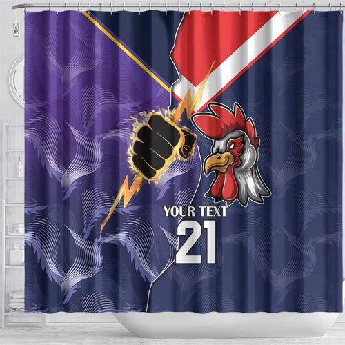 NRL Storm-Rooster Mascot Custom Shower Curtain Cracked Metal Style