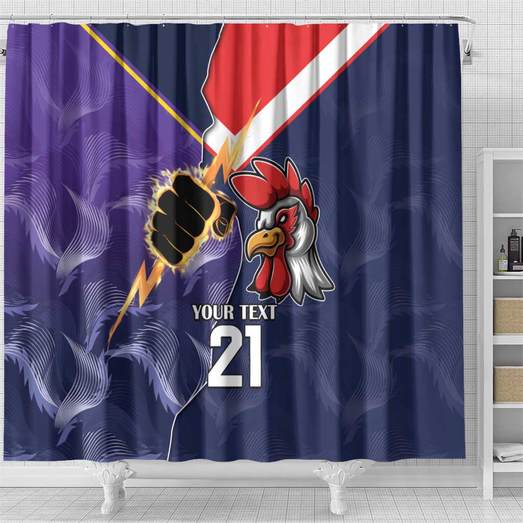 NRL Storm-Rooster Mascot Custom Shower Curtain Cracked Metal Style