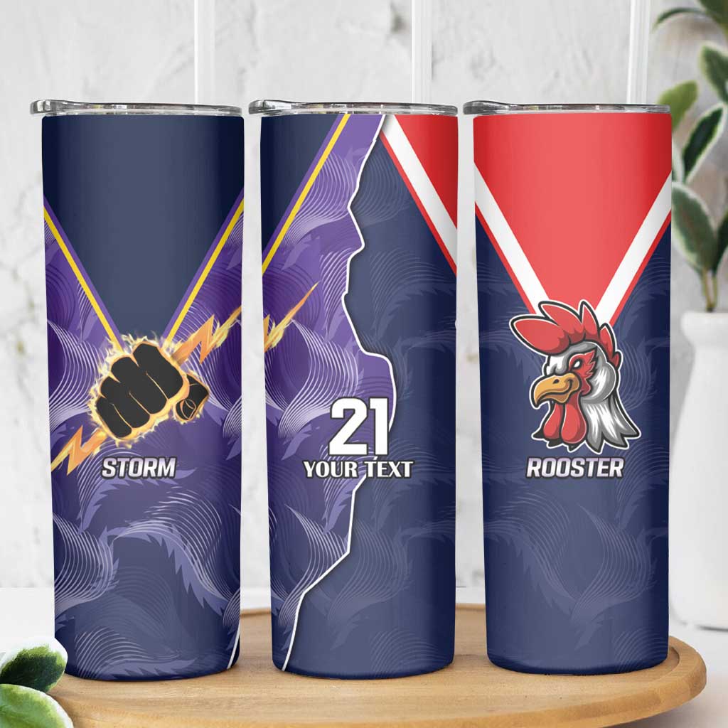 NRL Storm-Rooster Mascot Custom Skinny Tumbler Cracked Metal Style