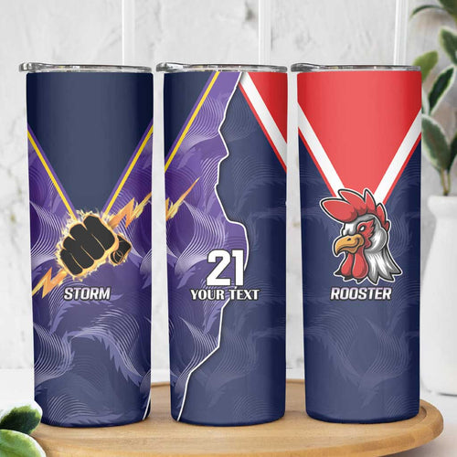 NRL Storm-Rooster Mascot Custom Skinny Tumbler Cracked Metal Style