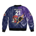 NRL Storm-Rooster Mascot Custom Sleeve Zip Bomber Jacket Cracked Metal Style
