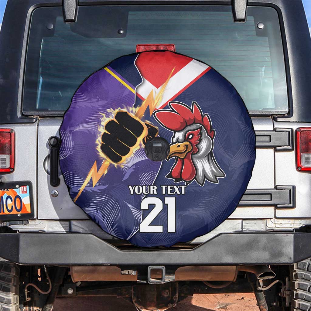 NRL Storm-Rooster Mascot Custom Spare Tire Cover Cracked Metal Style