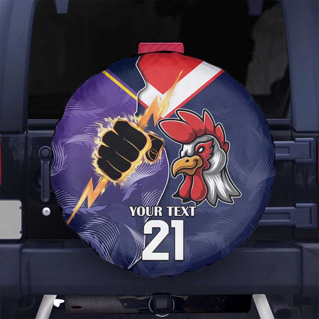 NRL Storm-Rooster Mascot Custom Spare Tire Cover Cracked Metal Style