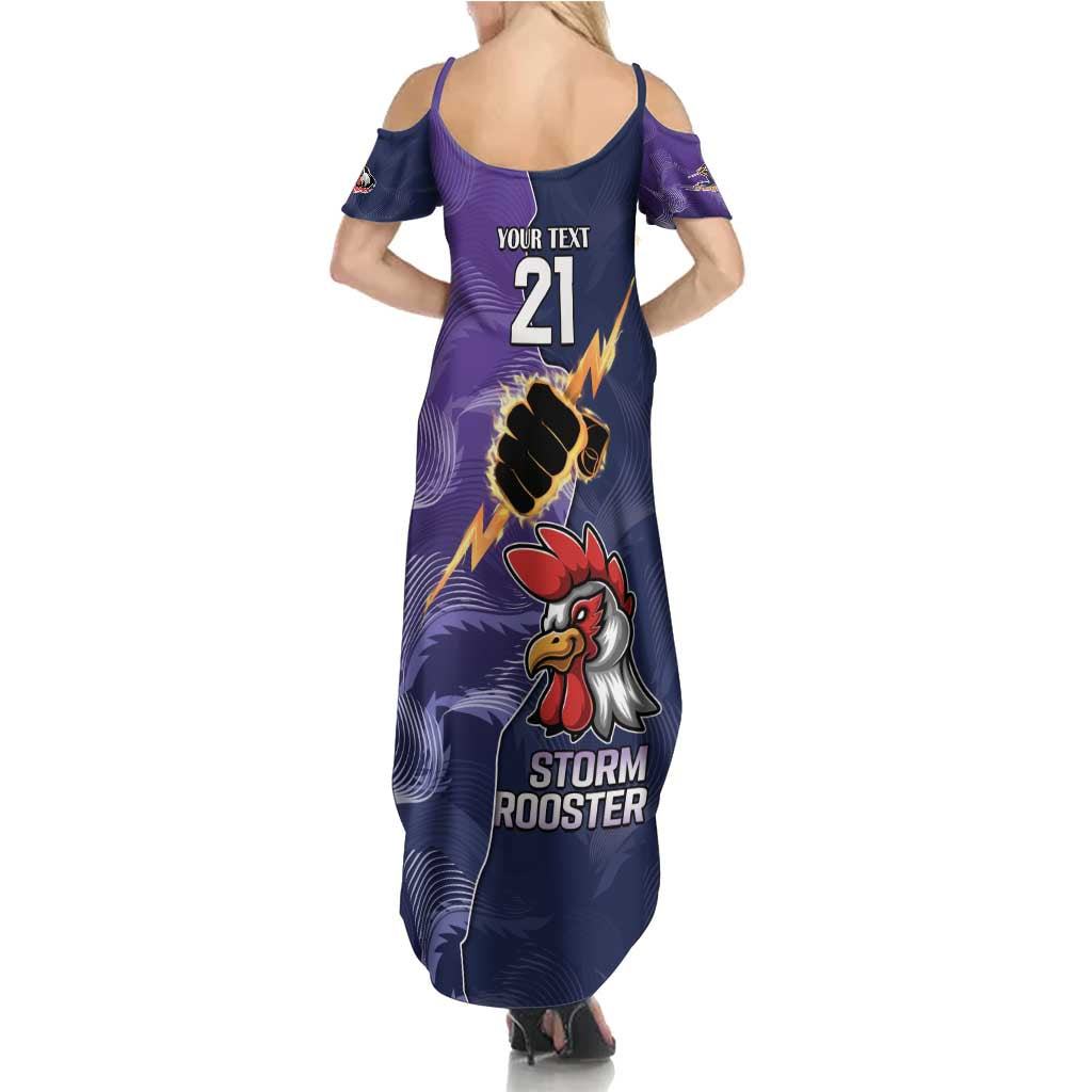 NRL Storm-Rooster Mascot Custom Summer Maxi Dress Cracked Metal Style