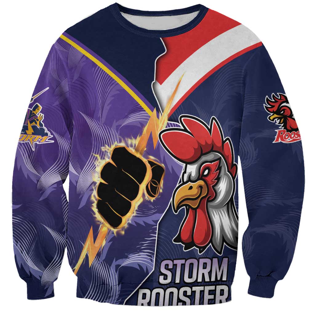 NRL Storm-Rooster Mascot Custom Sweatshirt Cracked Metal Style