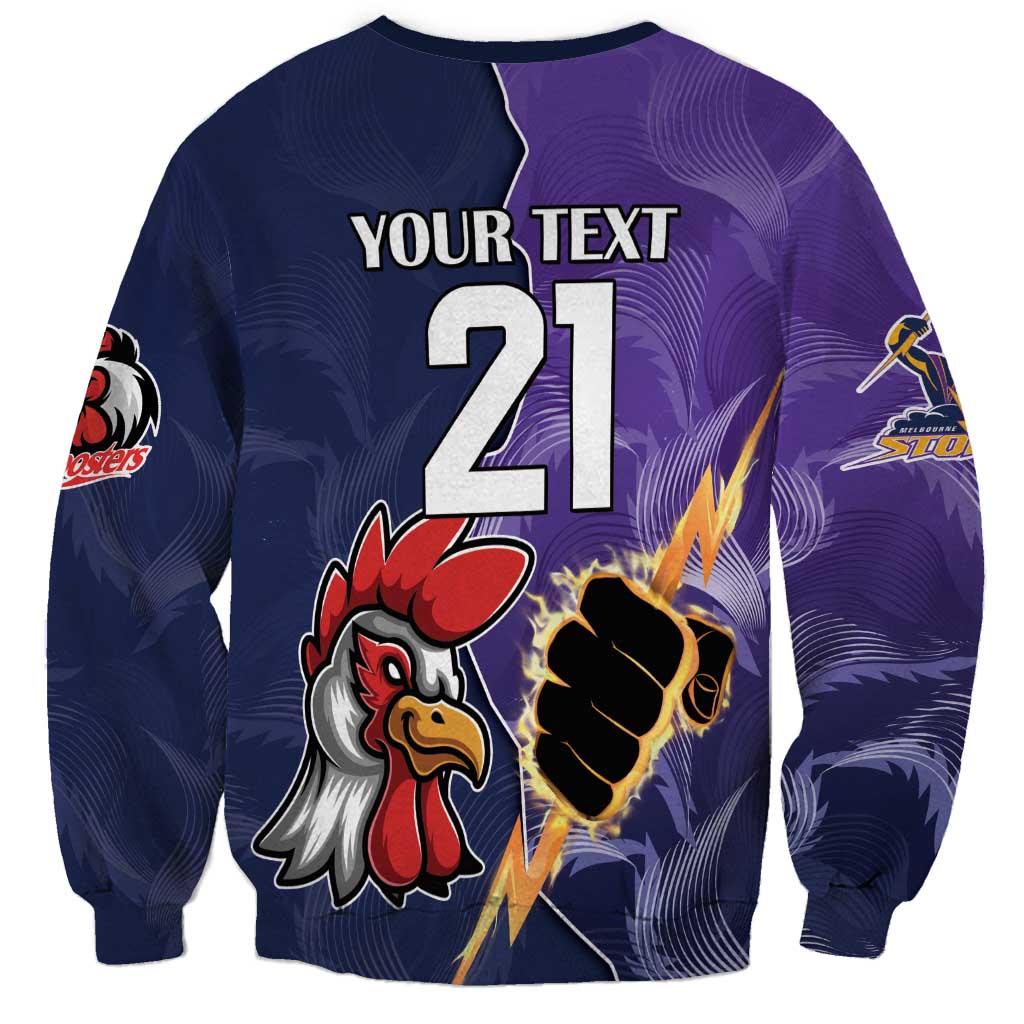 NRL Storm-Rooster Mascot Custom Sweatshirt Cracked Metal Style