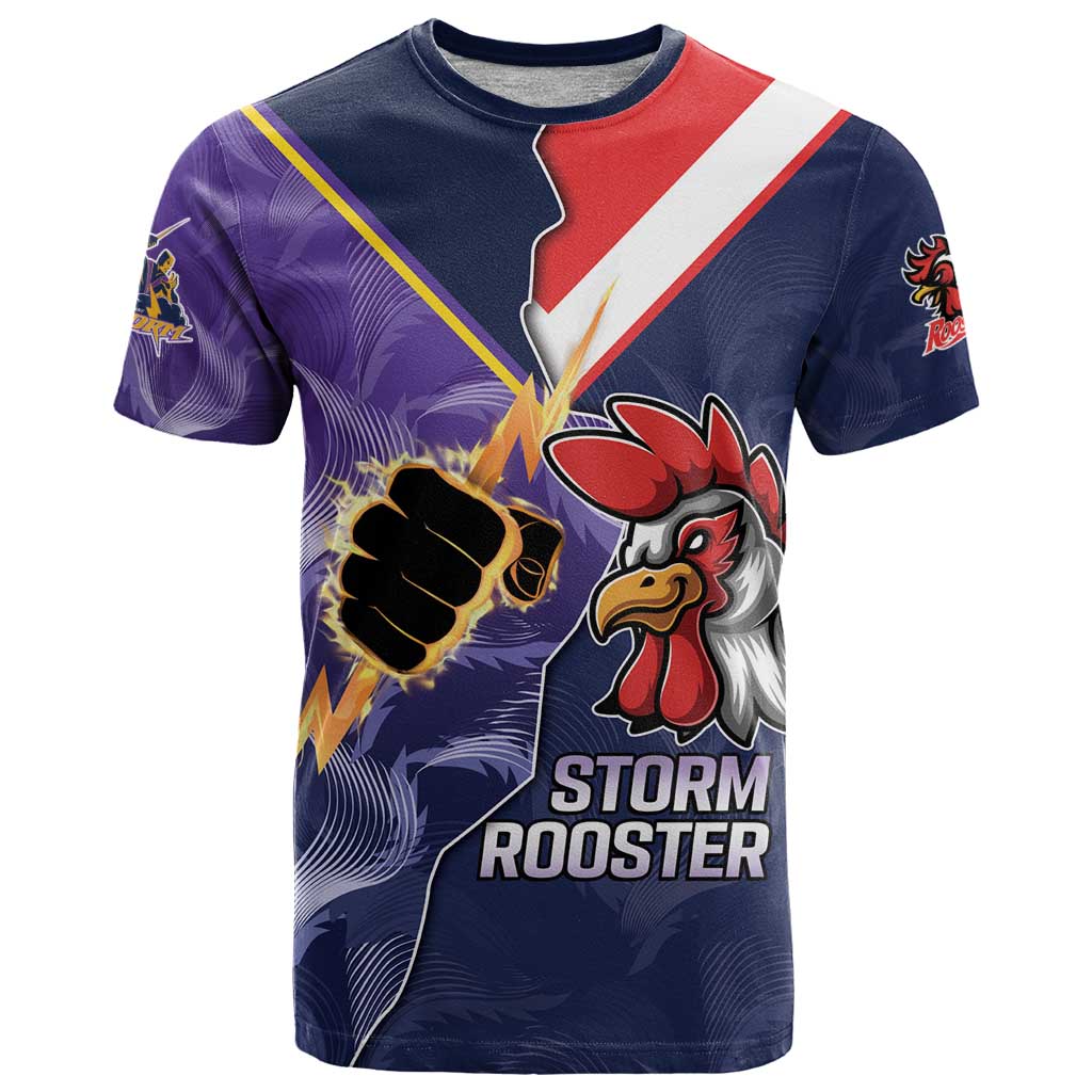 NRL Storm-Rooster Mascot Custom T Shirt Cracked Metal Style