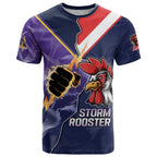 NRL Storm-Rooster Mascot Custom T Shirt Cracked Metal Style