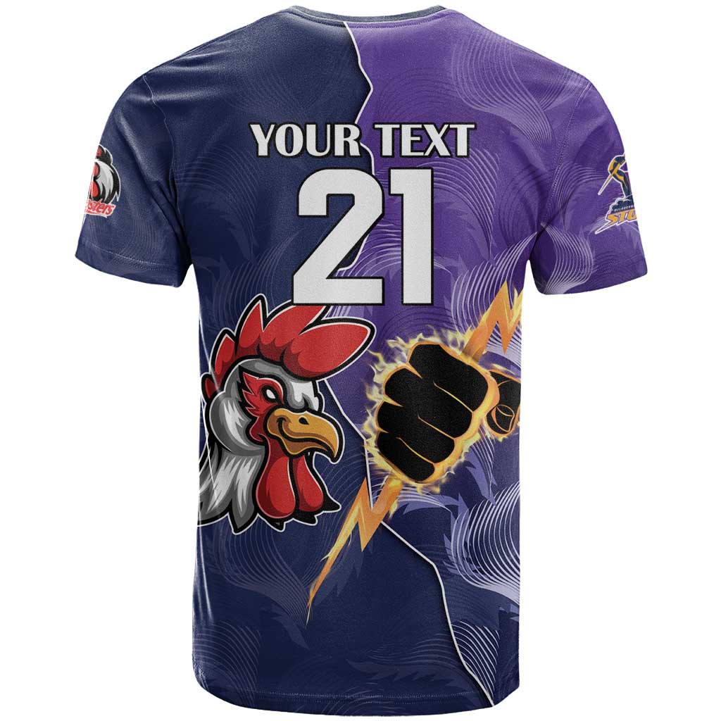 NRL Storm-Rooster Mascot Custom T Shirt Cracked Metal Style