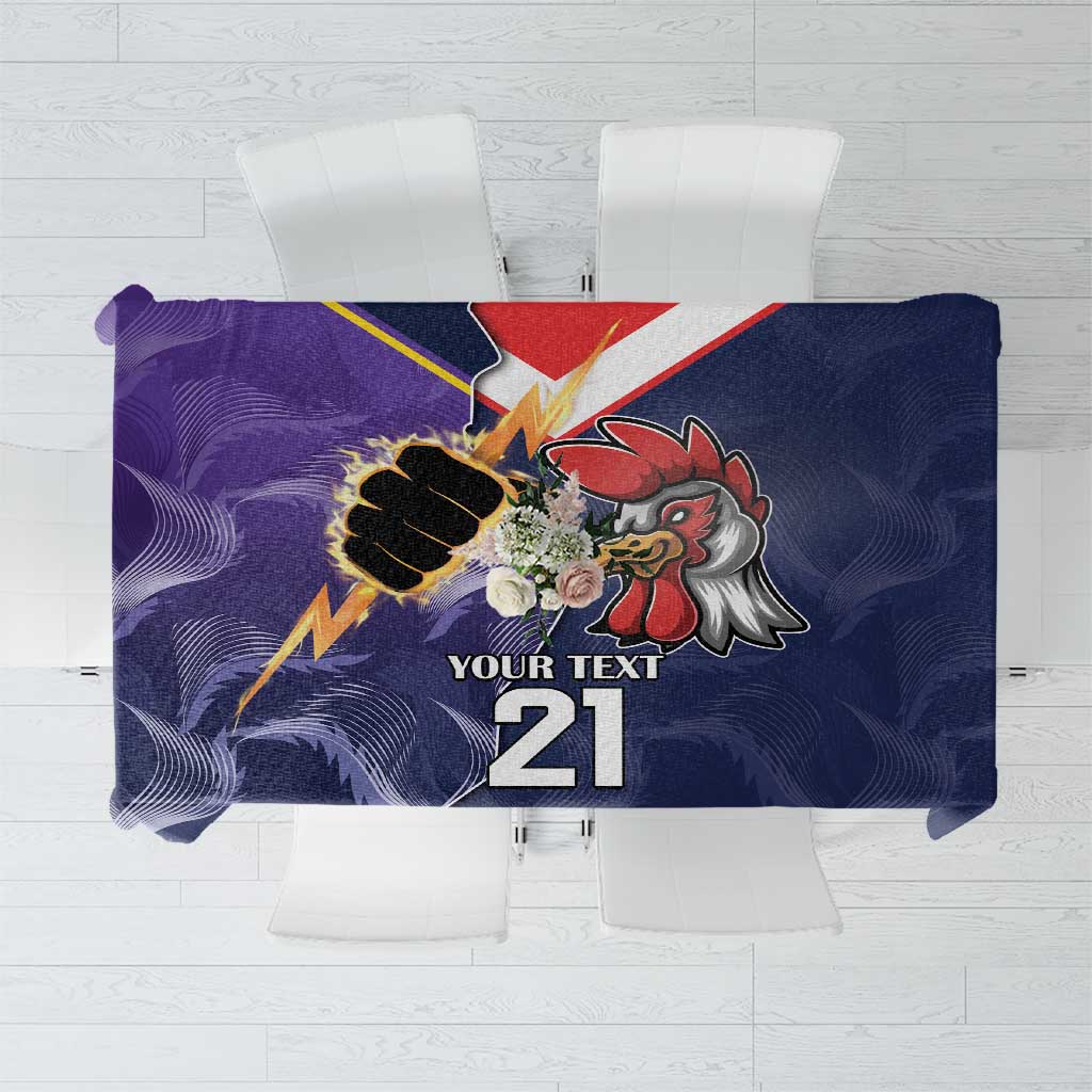 NRL Storm-Rooster Mascot Custom Tablecloth Cracked Metal Style