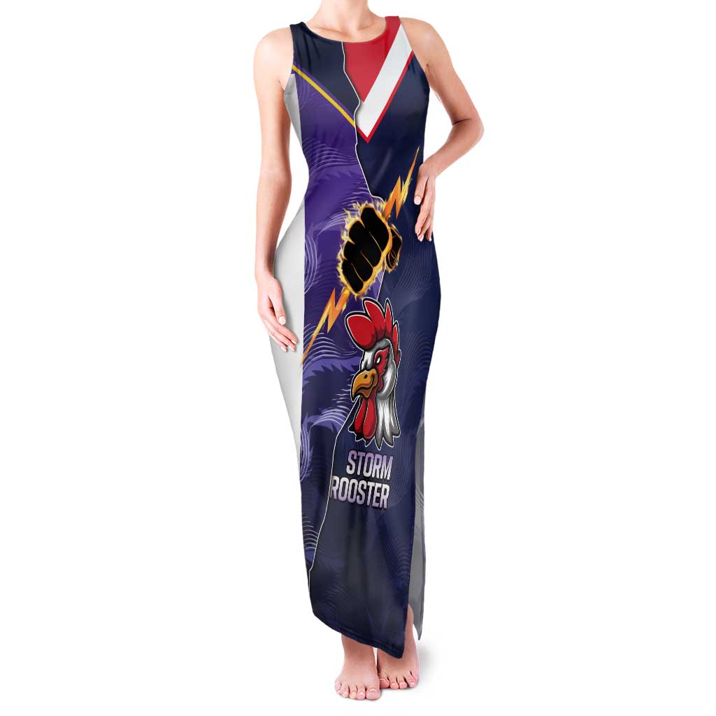 NRL Storm-Rooster Mascot Custom Tank Maxi Dress Cracked Metal Style