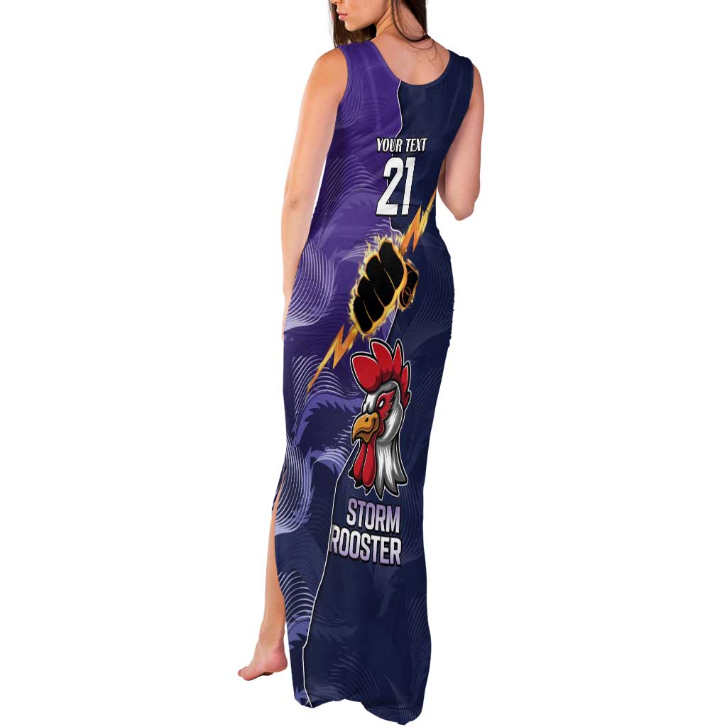 NRL Storm-Rooster Mascot Custom Tank Maxi Dress Cracked Metal Style