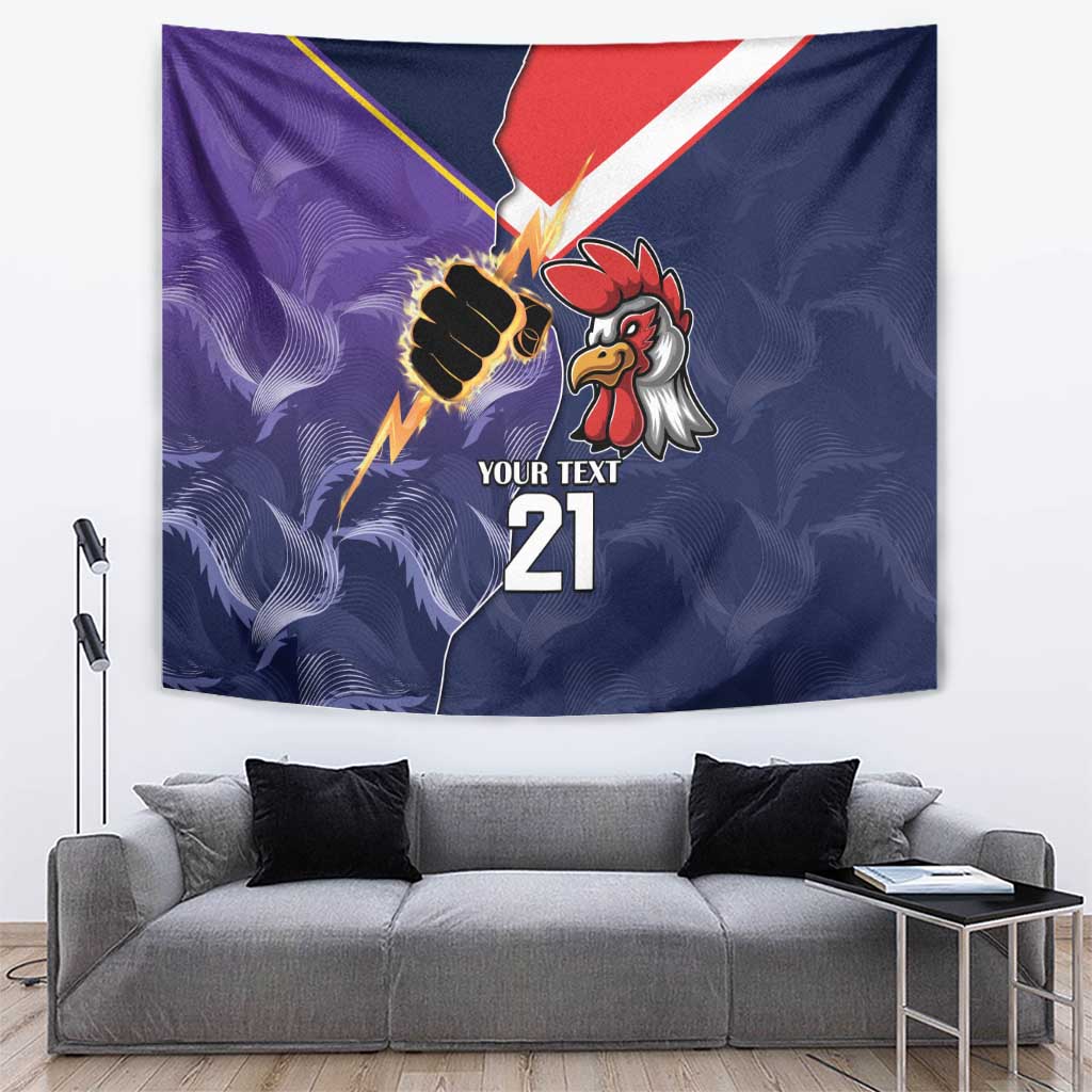 NRL Storm-Rooster Mascot Custom Tapestry Cracked Metal Style