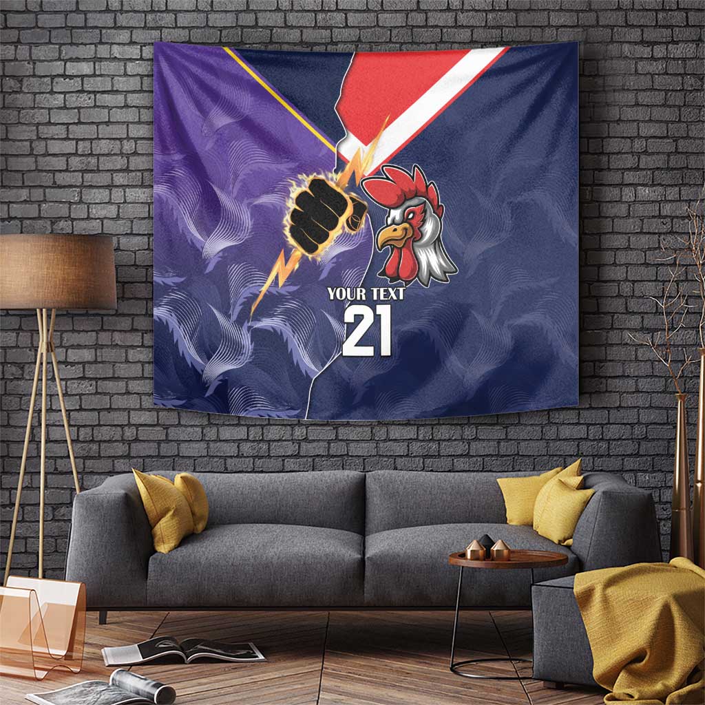 NRL Storm-Rooster Mascot Custom Tapestry Cracked Metal Style
