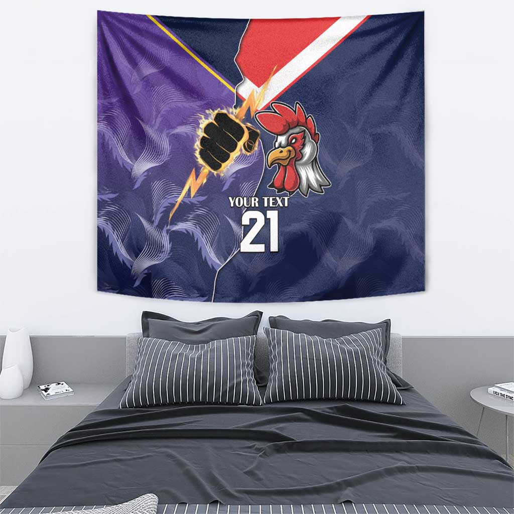 NRL Storm-Rooster Mascot Custom Tapestry Cracked Metal Style