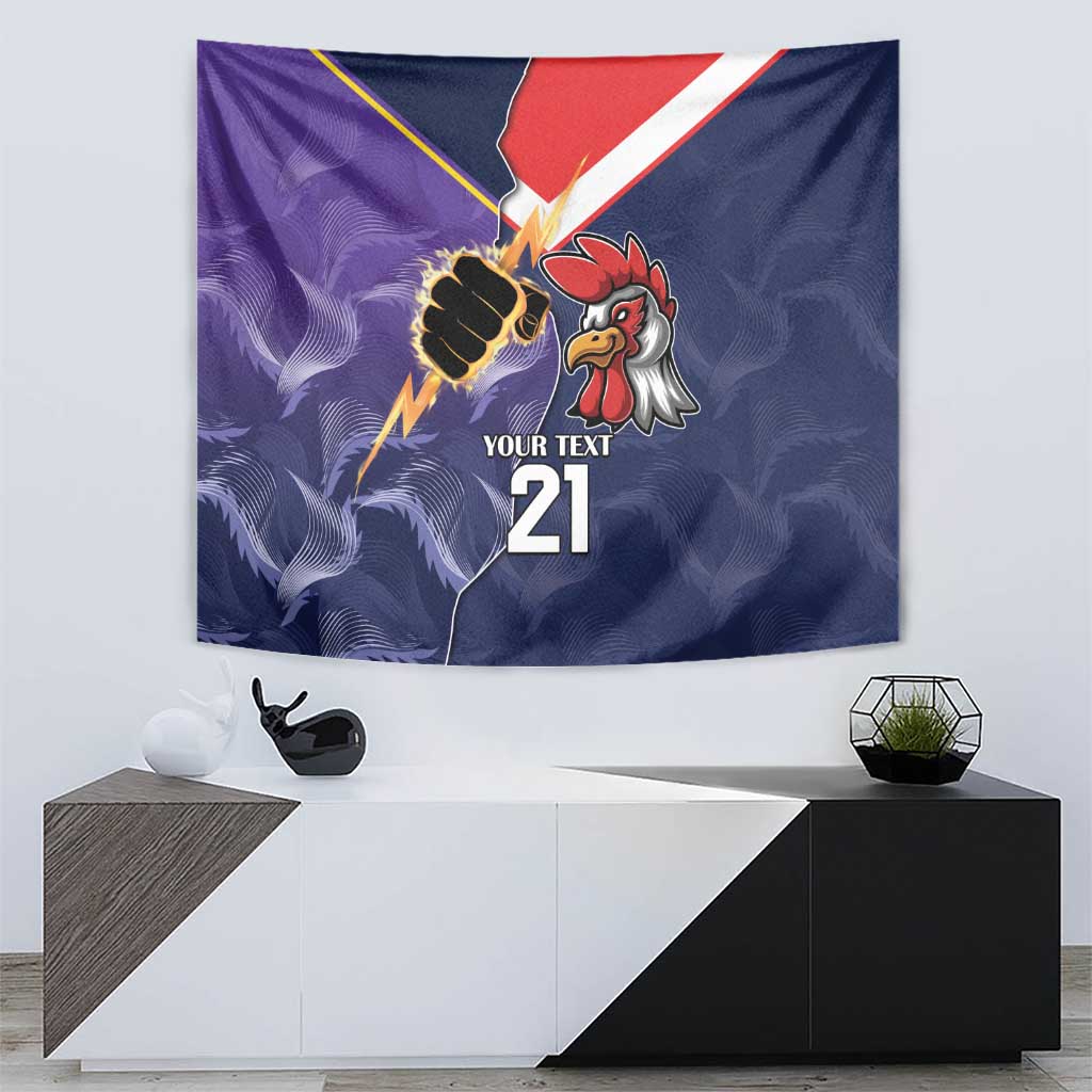NRL Storm-Rooster Mascot Custom Tapestry Cracked Metal Style