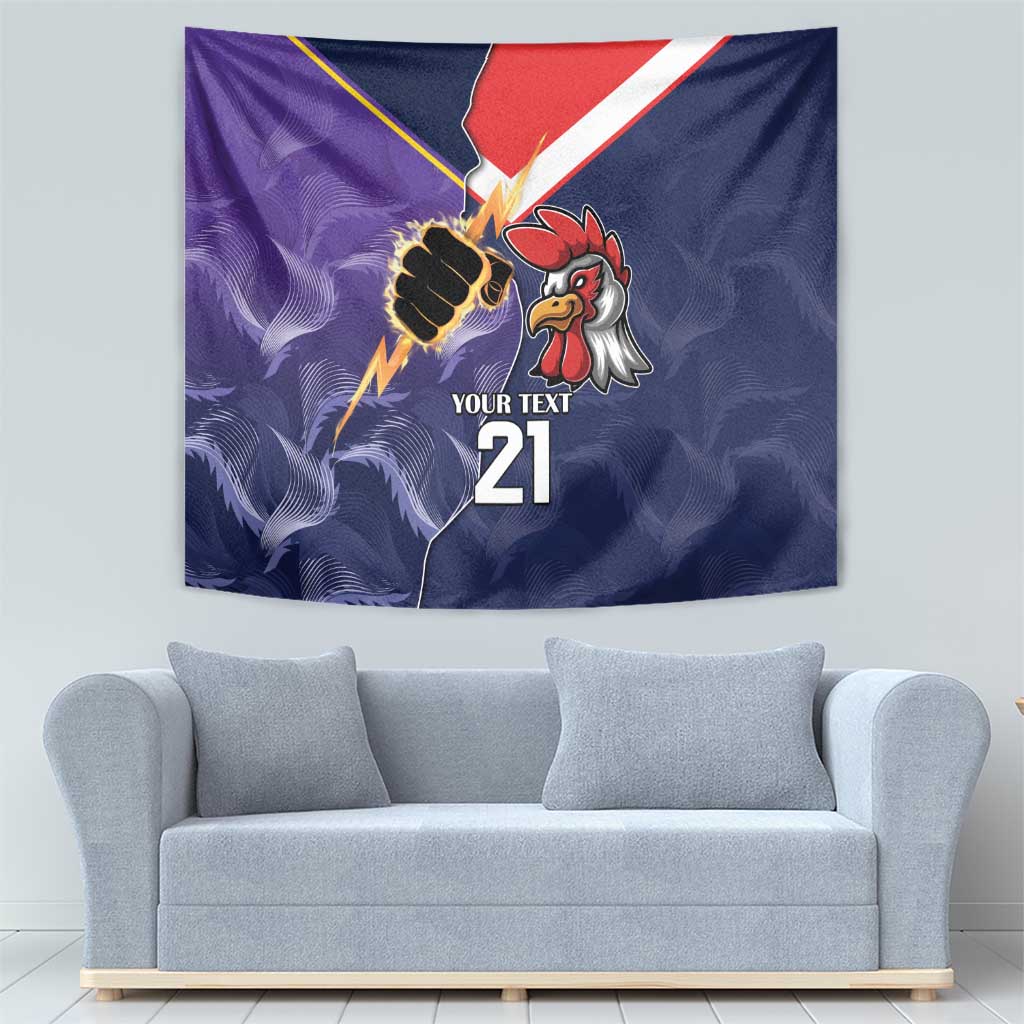 NRL Storm-Rooster Mascot Custom Tapestry Cracked Metal Style