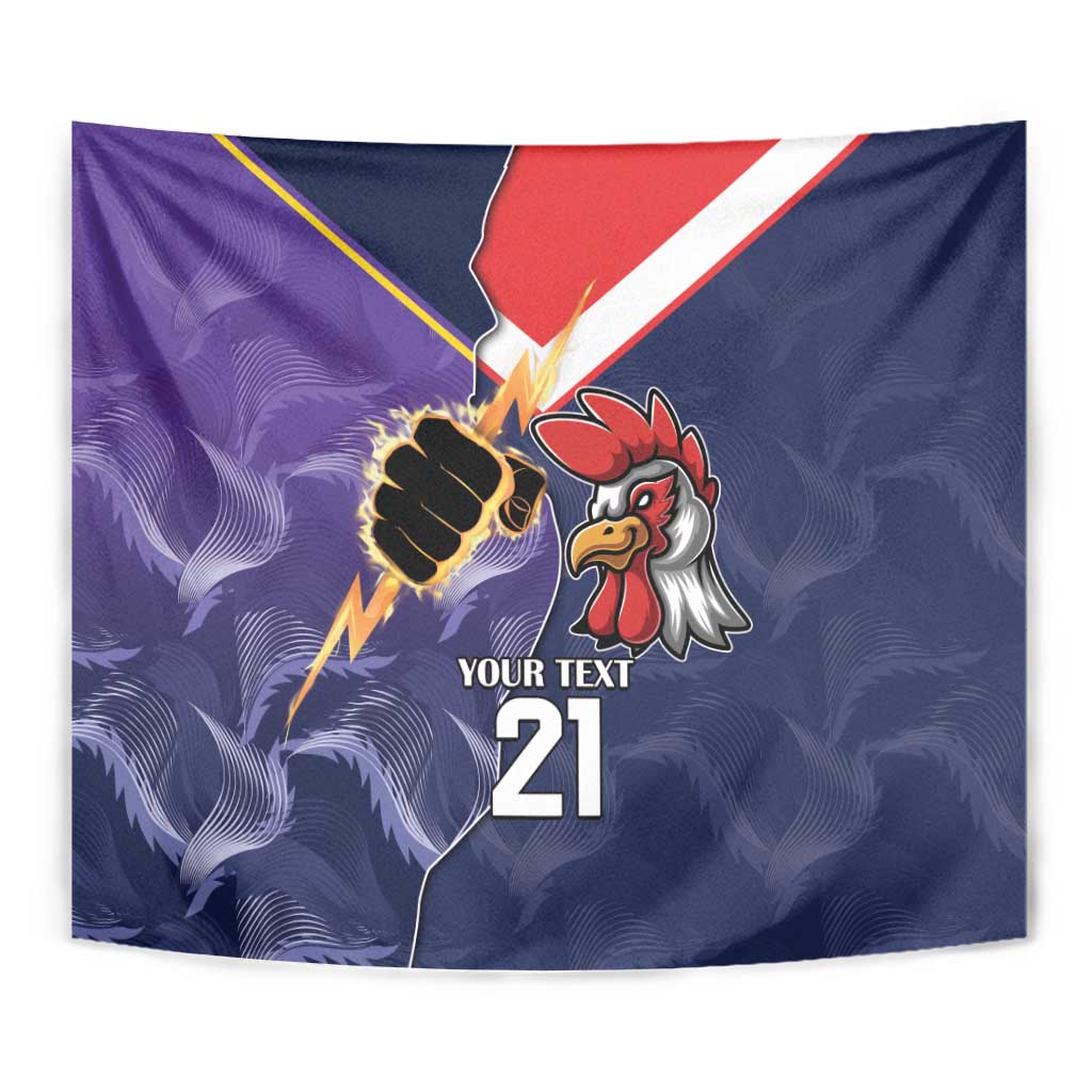 NRL Storm-Rooster Mascot Custom Tapestry Cracked Metal Style