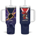 NRL Storm-Rooster Mascot Custom Tumbler With Handle Cracked Metal Style