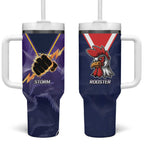 NRL Storm-Rooster Mascot Custom Tumbler With Handle Cracked Metal Style